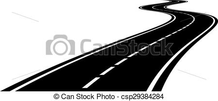 450x209 Perspective Of Curved Road. Vector Illustration Of Perspective Of