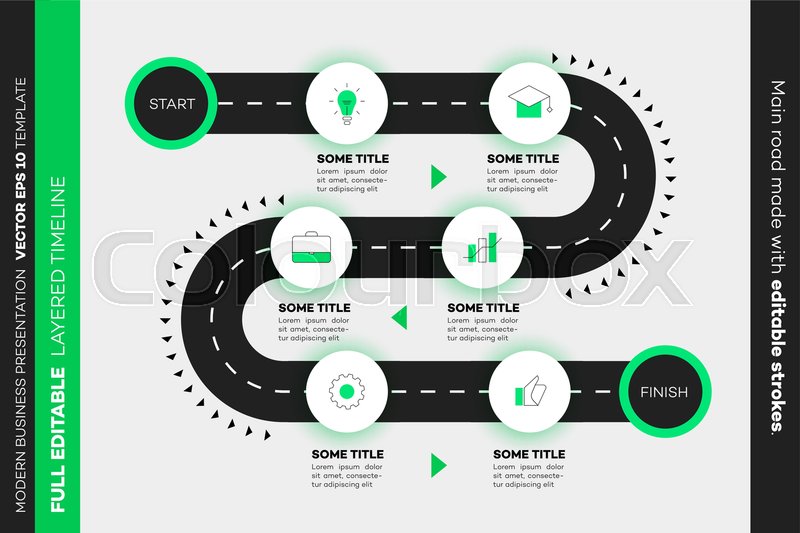 800x533 Layered Infographic Timeline. Vector Roadmap, Template For Modern