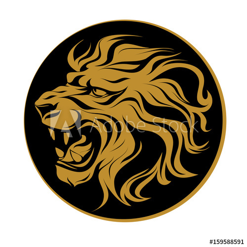 500x500 Vector Illustration, Profile Silhouette Head Of A Roaring Lion