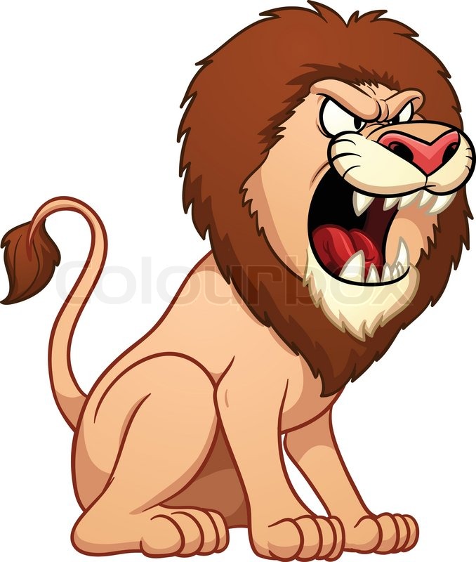 678x800 Carton Roaring Lion. Vector Illustration With Simple Gradients