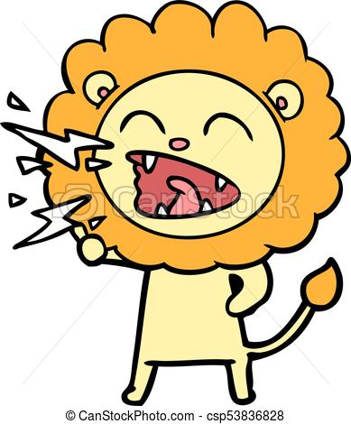 389x470 Cartoon Roaring Lion Vector Illustration