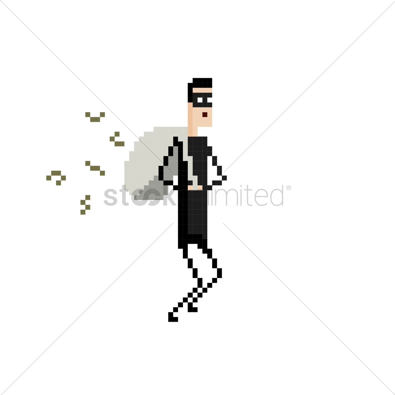 1300x1300 Pixel Art Robber Vector Image