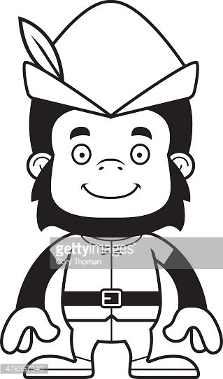 319x541 Cartoon Smiling Robin Hood Gorilla Stock Vectors