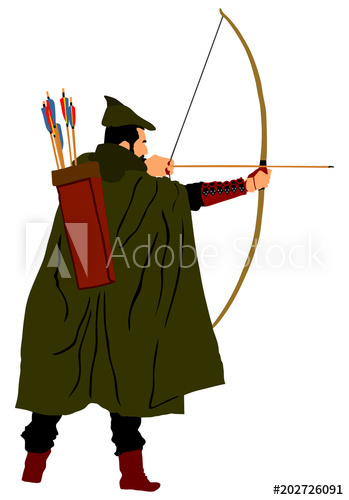 349x500 Archer Vector Illustration Isolated On White Background. Robin