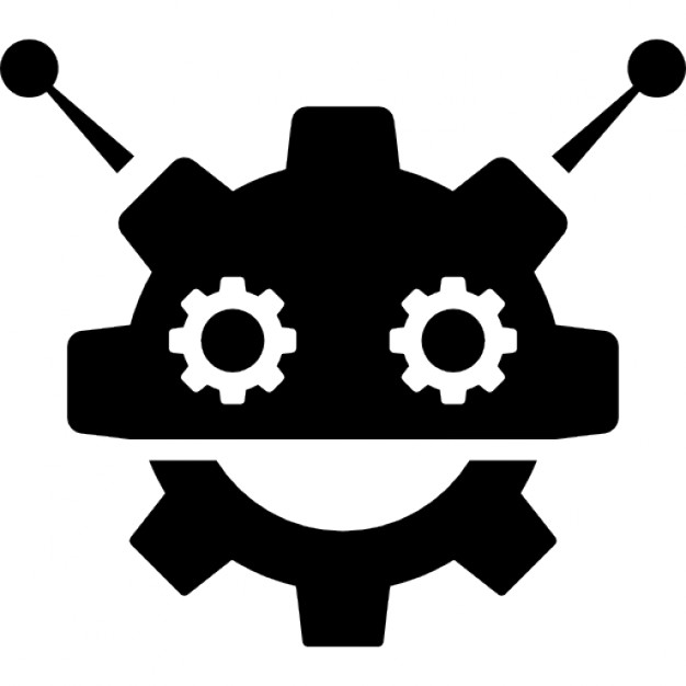 626x626 Robocog Logo Of A Robot With Cogwheel Head Shape Icons Free Download