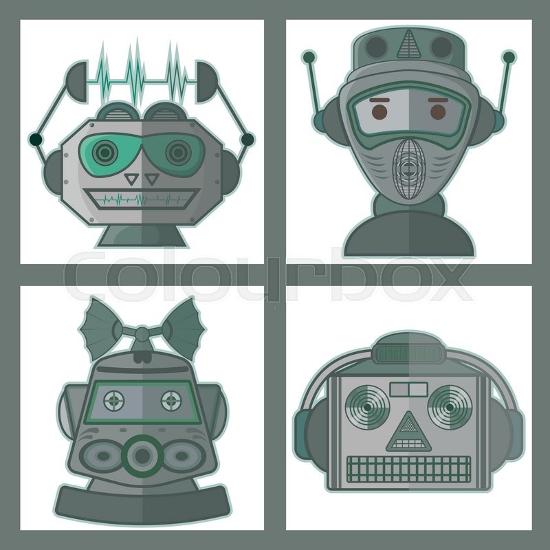 800x800 Tin Toy Robot Head Vector New Design. Stock Vector Colourbox