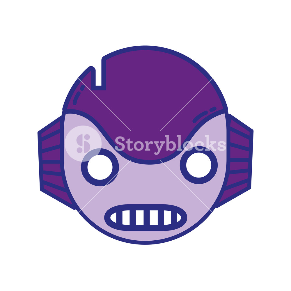 1000x1000 Full Color Robot Head Technology With Ears And Mouth Vector