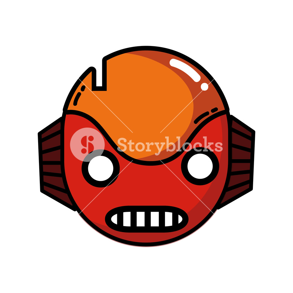 1000x1000 Robot Head Technology With Ears And Mouth Vector Illustration