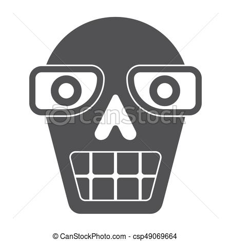 450x470 Robot Head Icon. Robot Head, Vector Silhouette On White Background.