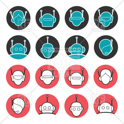 400x400 Set Of Robot Head Icons Vector Image Vector Artwork Of Icons And