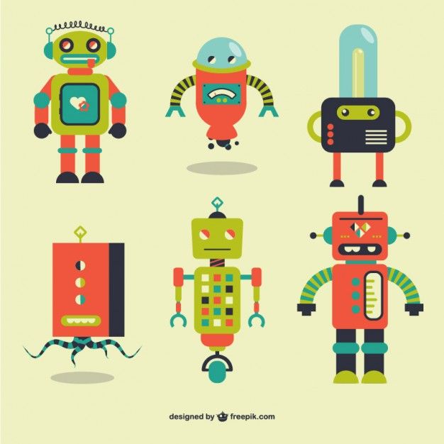 626x626 Retro Robots Elements Free Vector Free Vectors