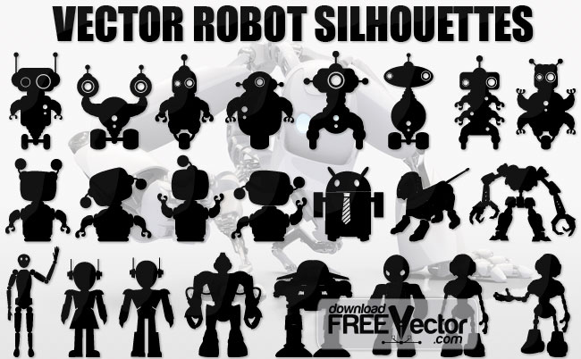 650x402 Robot Silhouettes Free Vector 123freevectors