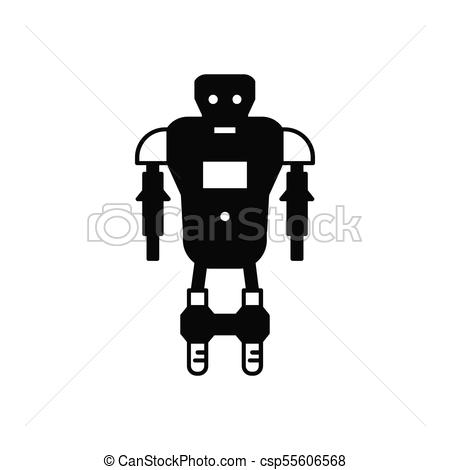 450x470 Robot Icon, Silhouette Style. Robot Icon. Silhouette Illustration
