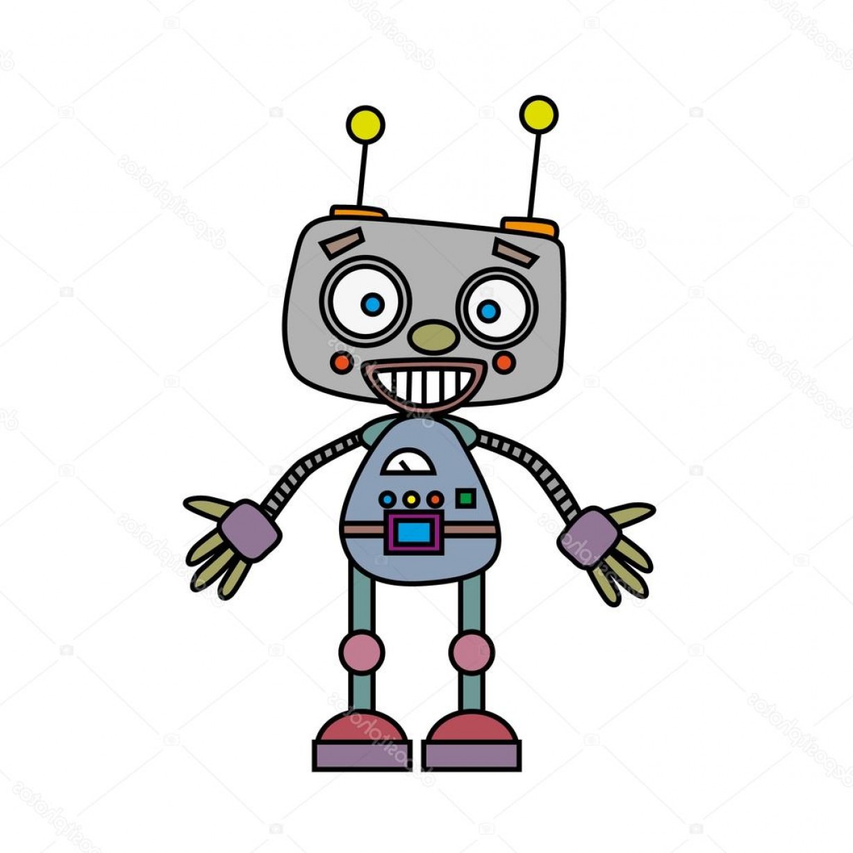 1228x1228 Stock Illustration Cute Vintage Robot Vector Illustration