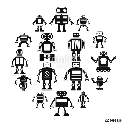 500x500 Robot Icons Set. Simple Illustration Of 16 Robot Vector Icons For