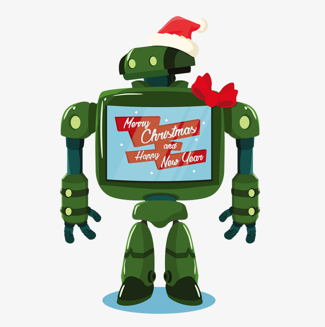 650x654 Christmas Green Robot Vector Illustration Material, Christmas