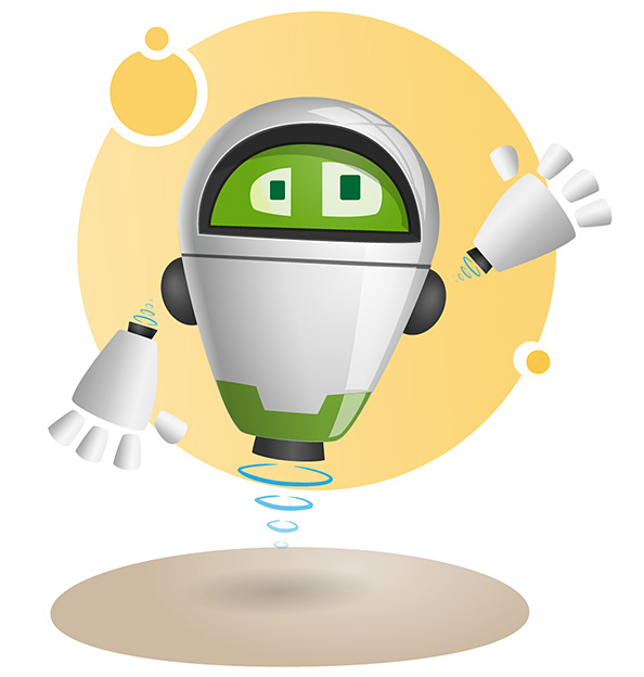 594x624 Flying Robot Vector Character
