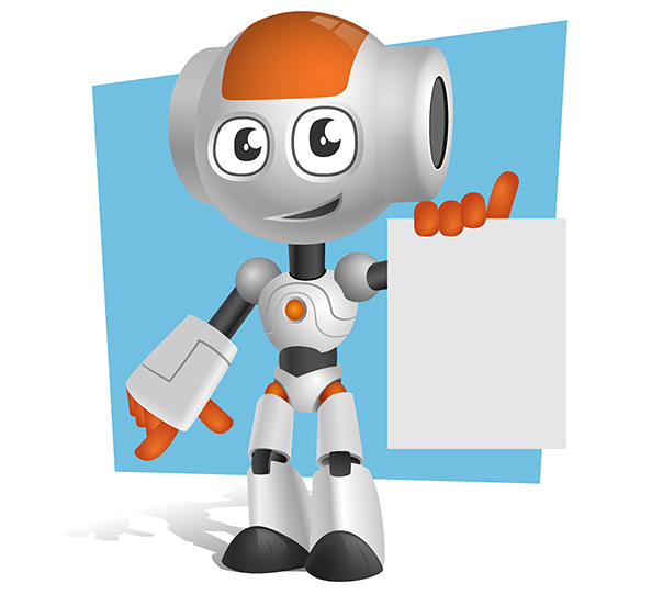 594x542 Robot Vector Character Holding A Note