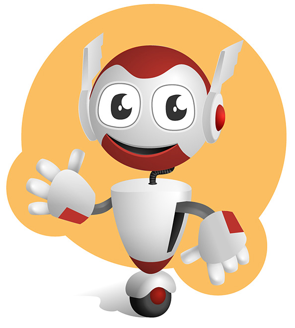 594x660 Robot Vector Character On A Wheel