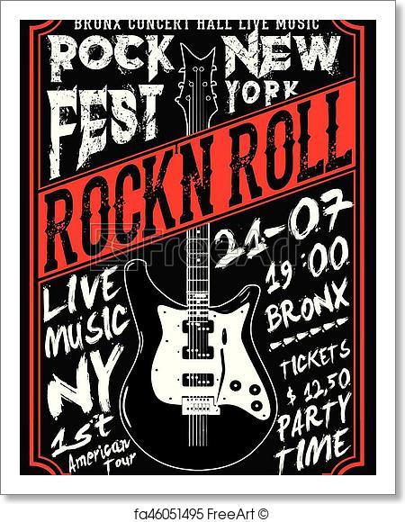 450x580 Free Art Print Of Rock Star Vintage Rock And Roll Typographic For