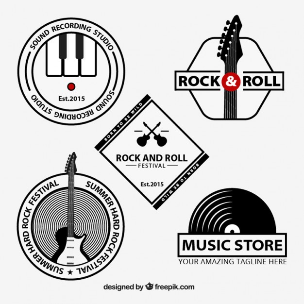 626x626 Rock And Roll Logos Collection Vector Free Download
