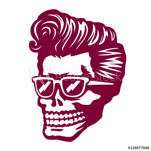 500x500 Cool Skull Zombie Head With Rockabilly Pomp Hairstyle And