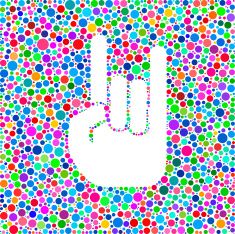 235x234 Rock And Roll Hand Icon On Color Circle Background Pattern Vector