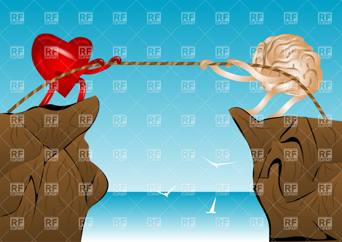 1200x849 Tug Of War Heart And Brain Pull The Rope On Top Of The Rock