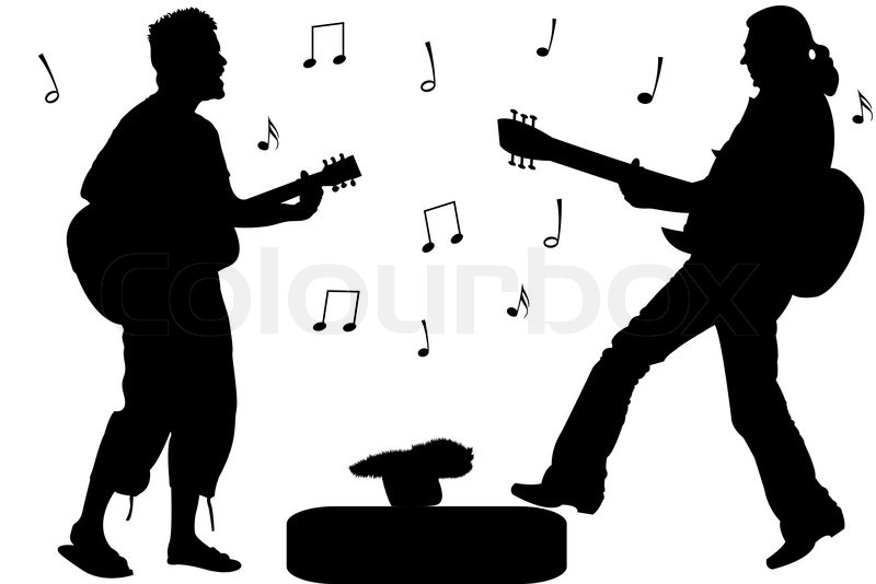 800x534 Guitar Rock Stars, Abstract Singers Silhouettes Against White