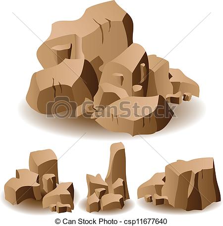 450x457 Rock And Stone Set. Illustration Of Different Brown Rocks And Stones.