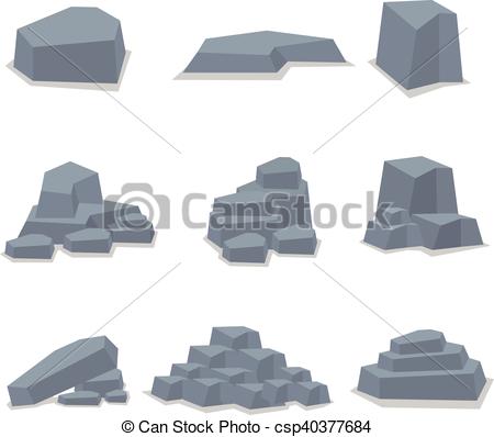 450x398 Rock Stone Set Object Vector Art Illustration.