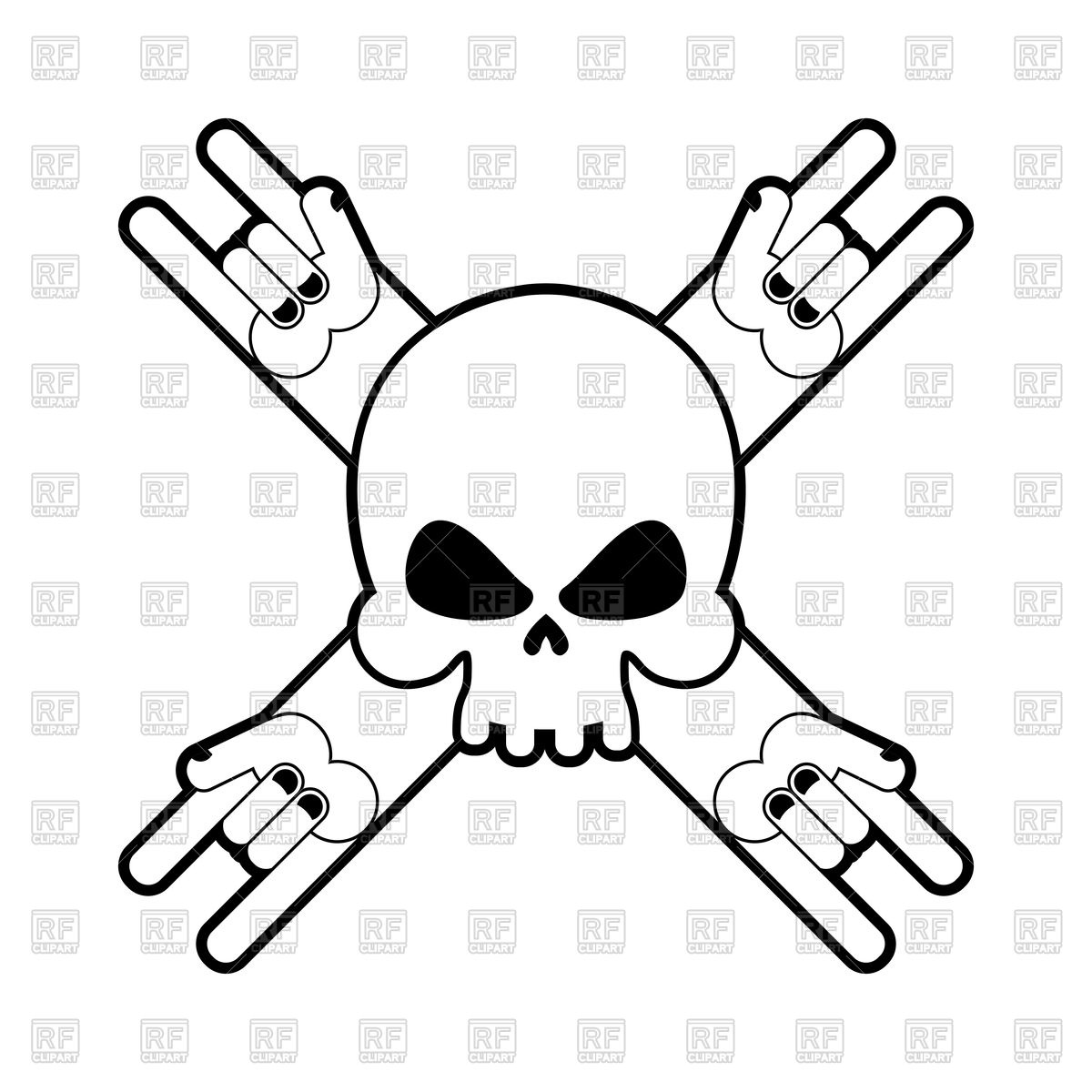 1200x1200 Skull With Hands Rock Sign Vector Image Vector Artwork Of Icons