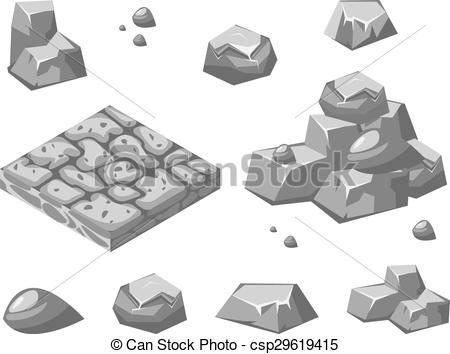 450x354 Stones And Rocks. Stones And Rocks In Isometric 3d Flat Style.