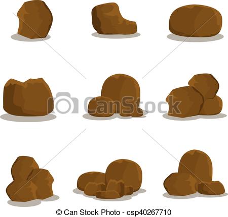 450x430 Brown Rock Style Vector Art Elemnt Set.