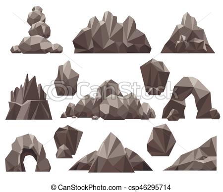 450x388 Cartoon 3d Rock And Stone Set Vector Illustration. Mountain Rocks