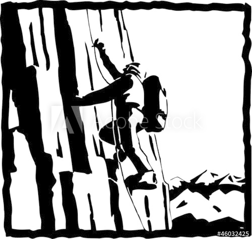 500x474 Climber Climbing In Rock Wall Of High Mountains