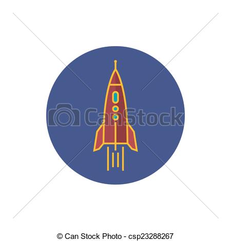 450x470 Rocket Icon, Vector Illustration. Colorful Round Icon Rocket