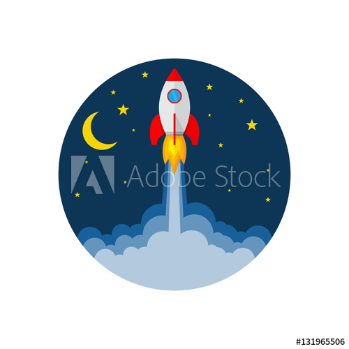 500x500 Rocket Icon. Vector Illustration.