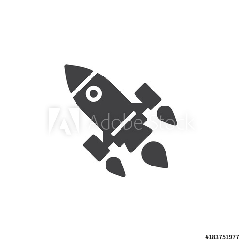 500x500 Startup Rocket Icon Vector, Filled Flat Sign, Solid Pictogram