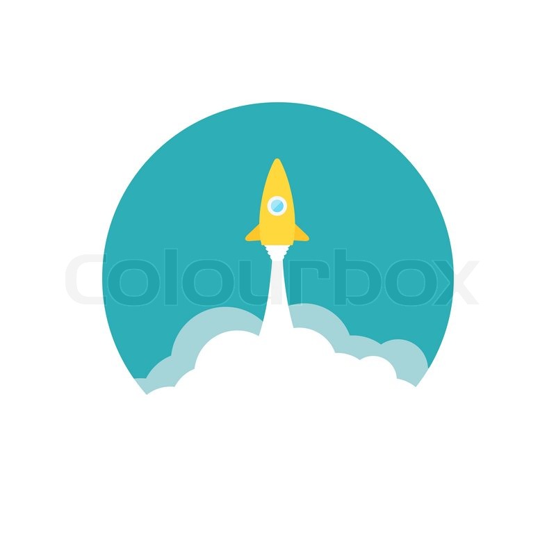 800x800 Yellow Rocket And White Cloud, Circle Icon In Flat Style