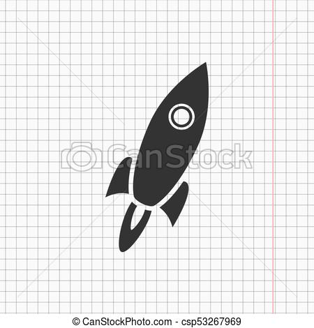 450x470 Flat Rocket Icon On The Copybook Illustration.
