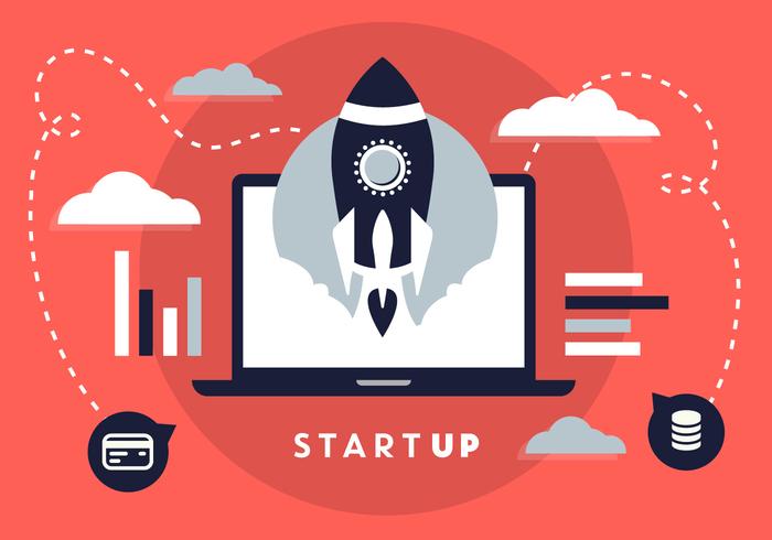 700x490 Free Flat Design Business Startup With Rocket Icon