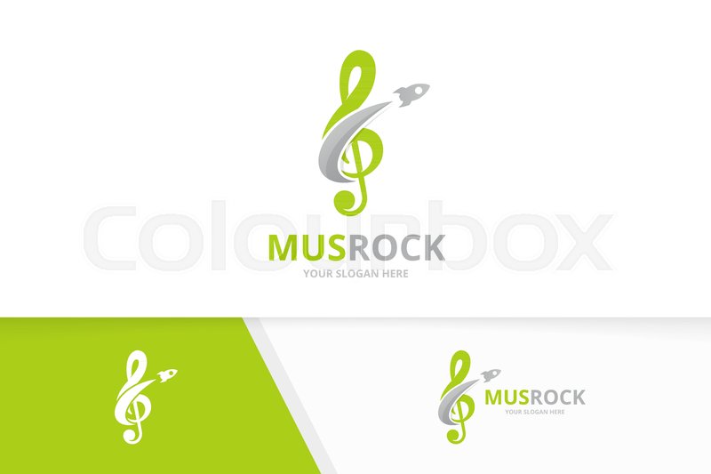800x533 Vector Treble Clef And Rocket Logo Combination. Music And Airplane