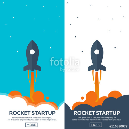500x500 Rocket Startup. Business. Rocket Ship In A Flat Style.vector
