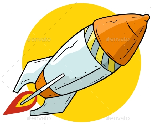 590x472 Cartoon Flying Orange Rocket Vector Icon By Gb Art Graphicriver
