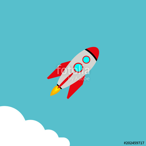 500x500 Rocket Vector Icon. Start Up Concept Symbol Space Rocket Ship In