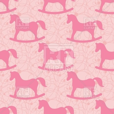 400x400 Pink Seamless Hand Drawn Pattern With Rocking Horse Vector Image