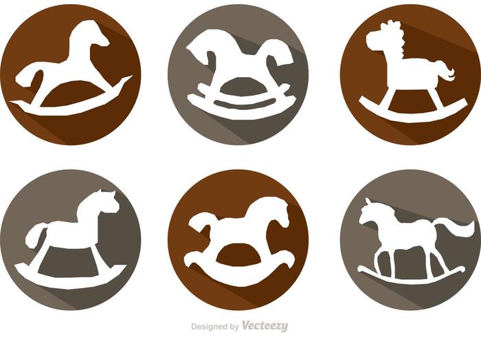700x490 Rocking Horse Long Shadow Icons Vectors