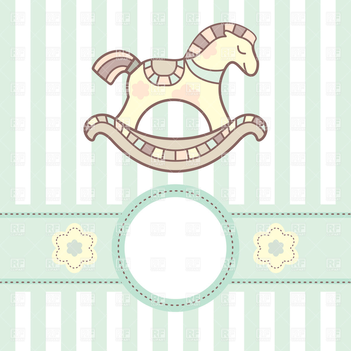 1200x1200 Blue Baby Card With Lovely Rocking Horse Vector Image Vector