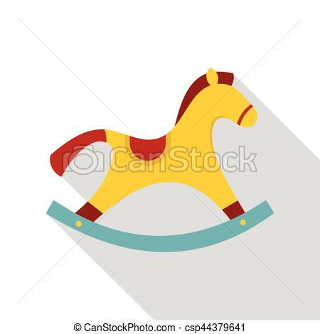 450x470 Yellow Wooden Rocking Horse Icon, Flat Style. Yellow Wooden
